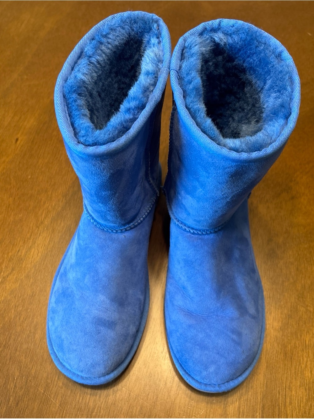 UGG Blue Suede Shearling Mid-Calf Boots